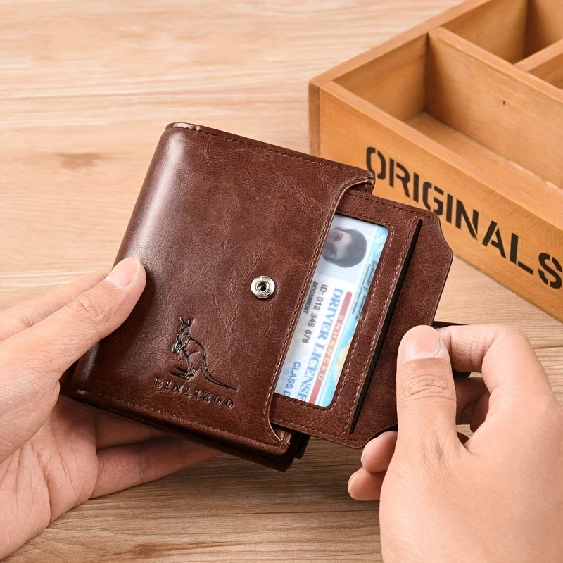 Luxury RFID Card Holder Wallet for Men, Featuring a Zipper Coin Purse And Made of Portable Faux Leather