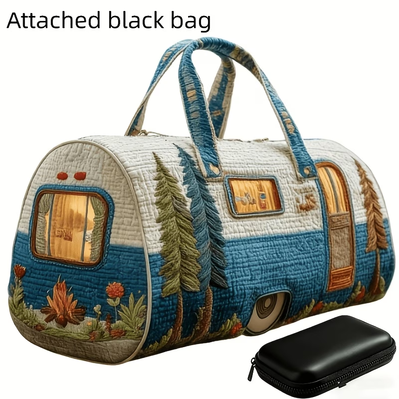 2pcs Hippie Bohemian Style Quilted Travel Bag - Vintage Quilted Overnight Travel Bag with Shoulder Strap, Multi-Pattern Bohemian Style, Suitable for Gym, Weekend Travel, Overnight Luggage, Handbag