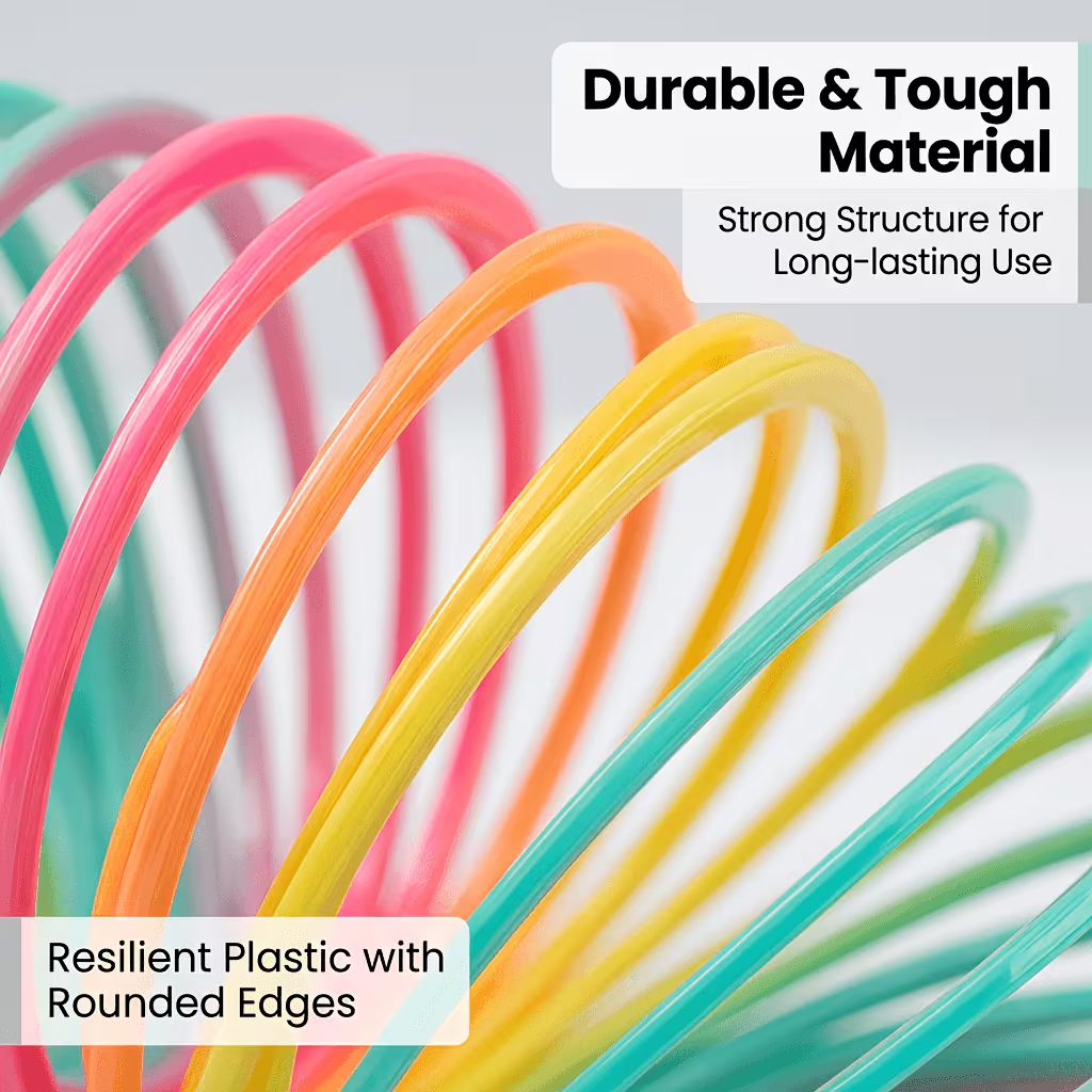 6pcs Color Circle - Elastic Circle - Rainbow Spring Toy - Dynamic Education Stack Spring Round Toy - Rainbow Color - Party Gift Entertainment Learning Tool - Random Color