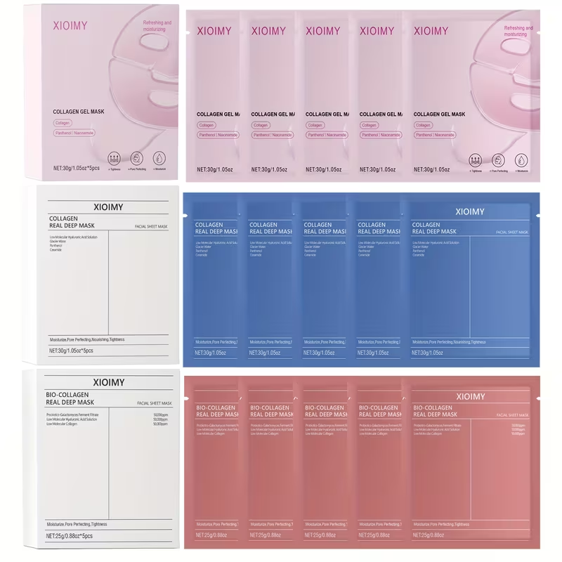15pcs Set of Bio-Collagen Strong Moisturizing Masks, Deeply Hydrates The Skin, Making The Face More Hydrated, Delicate, And Bright. Rich in Bio-Collagen, It Helps to Say Goodbye to Dry, Dull, And Sagging Skin