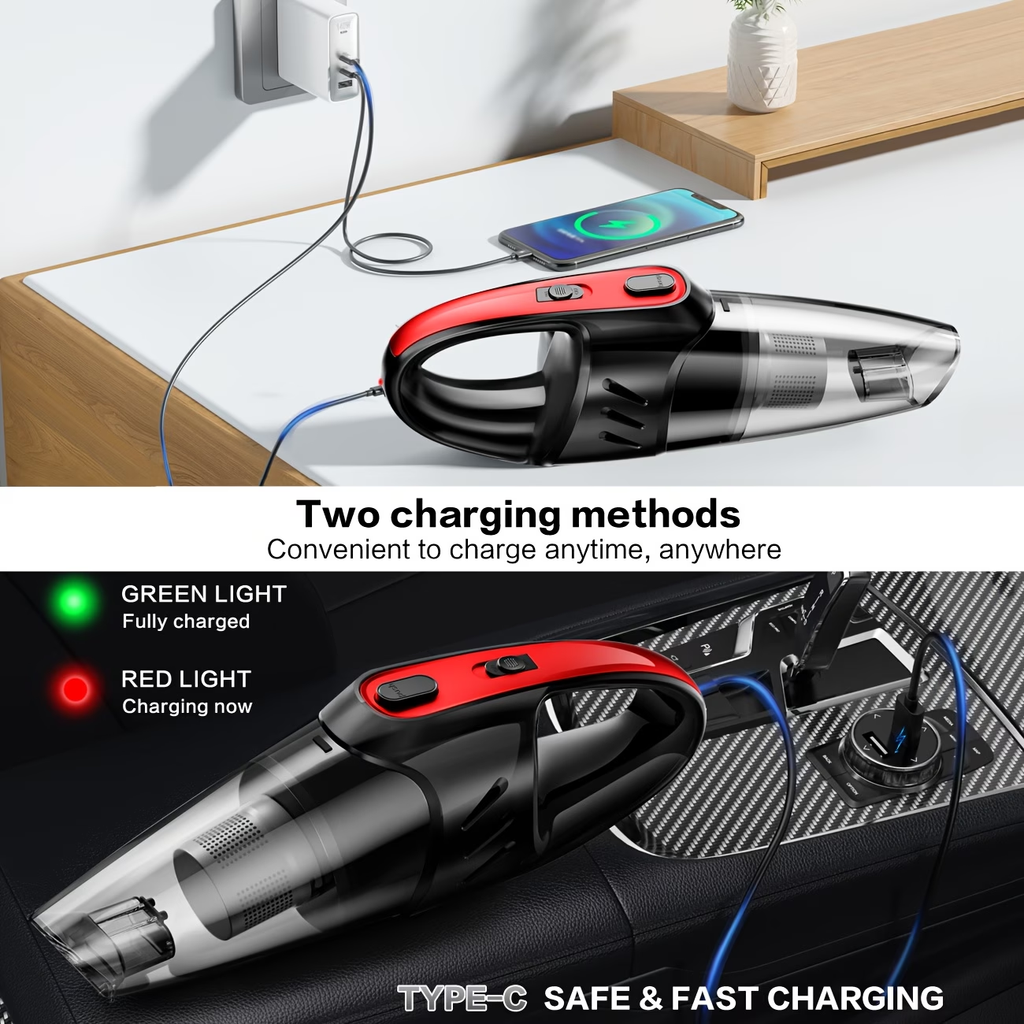 Vacuum Cleaner, Strong Suction, Handheld Vacuum, 2000Mah Large Capacity, Low Noise, Comes with 5 Accessories, Household Vacuum, Mini Vacuum for Car Interior Cleaning, Pet Hair, Kitchen, Home Cleaning Supplies, Car Accessories, Car Supplies Gift