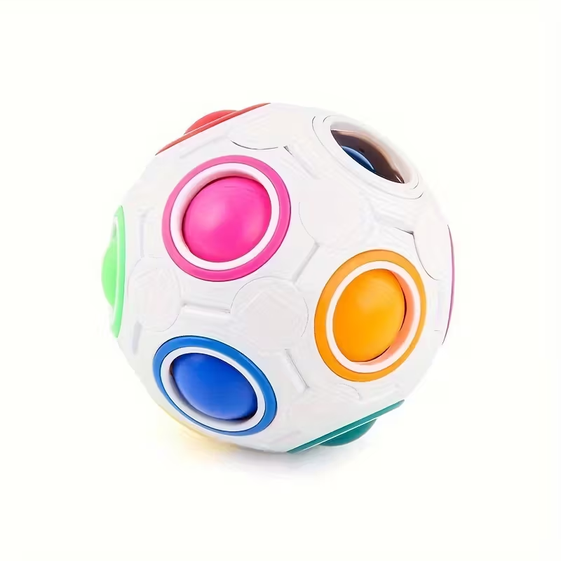 Candy-Colored Rainbow Ball, 12-Hole Press-To-Release Anti-Anxiety Novelty Stress Relief Toy, Perfect Christmas And Halloween Gift