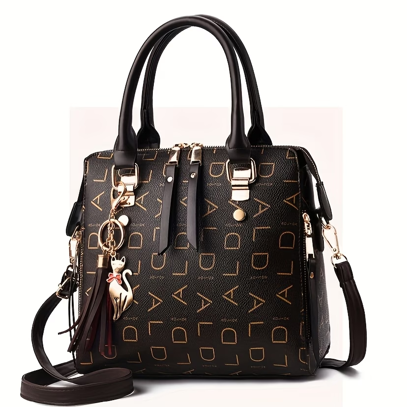1pc Ladies Fashion Crossbody Bag, Zipper Closure Shoulder Handbag, Polyester Lining, Colorful Monogram Print On The Edge, Casual Ladies Purse, Wallet Crossbody Bag