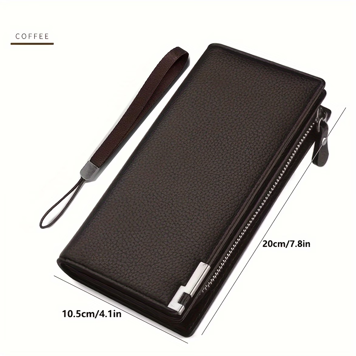 1pc Men's Wallet, Long Large Capacity Casual Trendy Mobile Phone Card Bag, Driver's License Zipper Faux Leather Bag,  Open-mouth