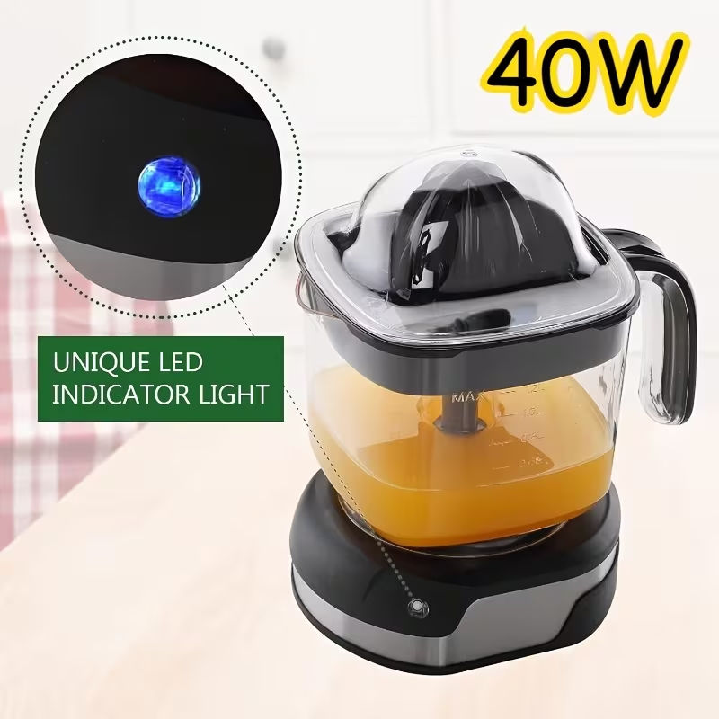 [Effortless Orange Juicer] Stainless Steel, Effortless Orange Juicer | Portable Citrus Press for Orange & Lemon Juice, Easy Clean, Healthy Juicing, Black, 1.2L