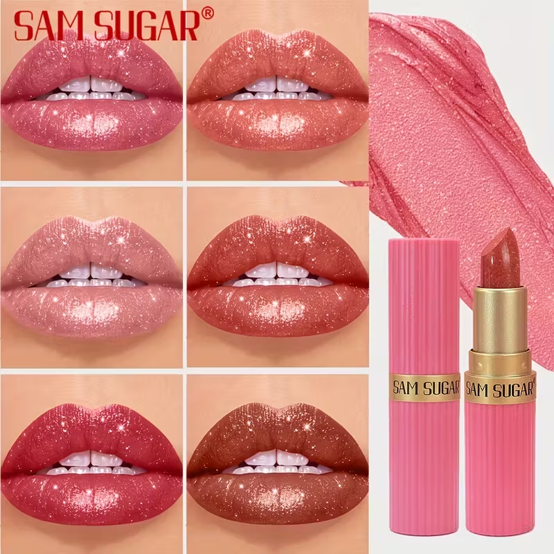 1pc SAM Waterproof Pearlescent Lip Gloss - Long-Lasting Shimmer Lipstick, Non-Sticky Hydrating Formula with Pearlescent, Moisturizing Lip Gloss for All Skin Types (,,, Tints) - Easy Application