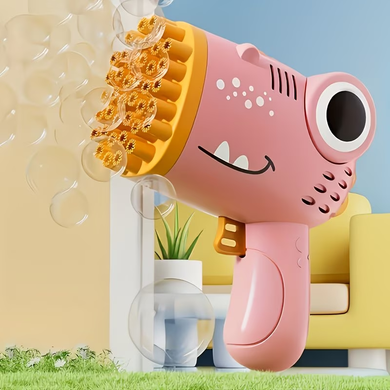40-hole handheld dinosaur bubble machine fully automatic toy bubble gun without battery without bubble liquid outdoor wedding activity props Gatling multi-hole bubble gun Christmas toy gift