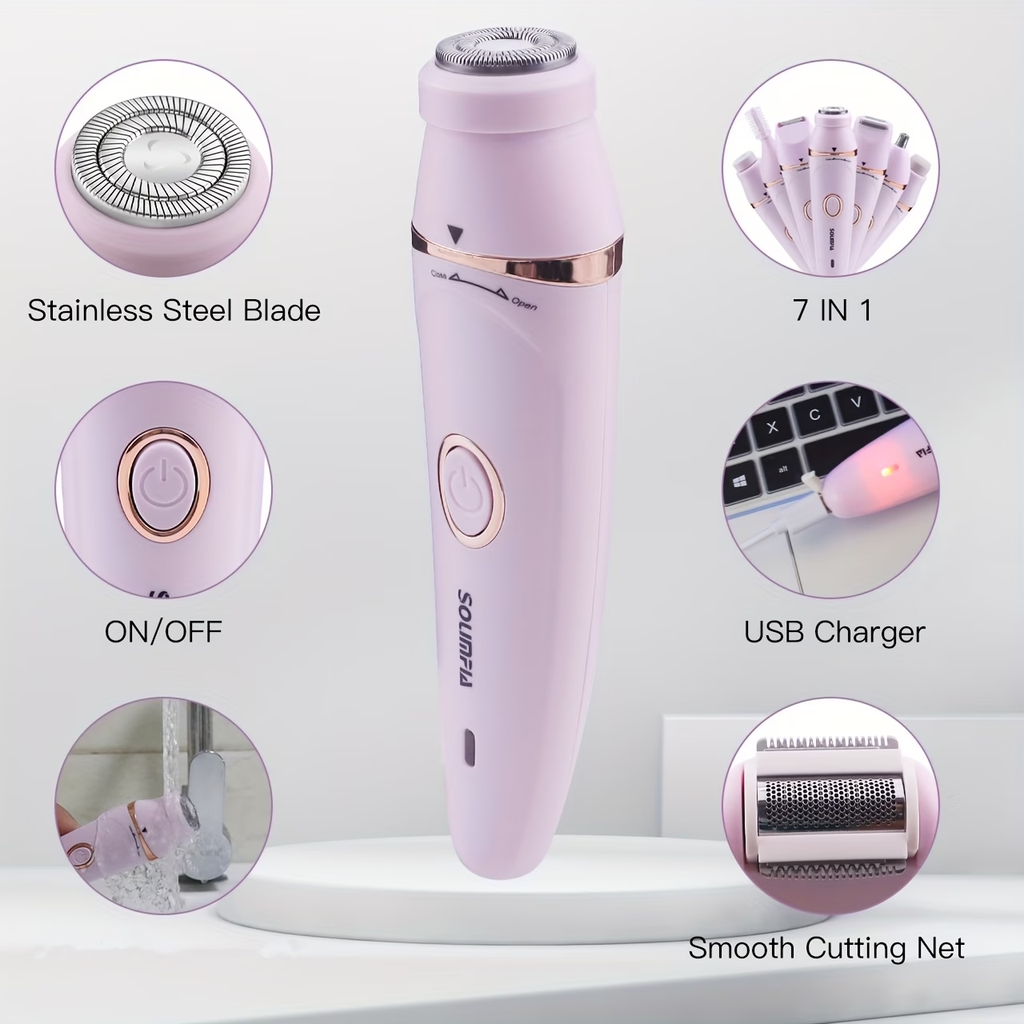 7 in 1 Personal Hair Depilator Electric Epilator for Women Body Hair Removal Armpit Hair Bikini Hair Leg Hair Pubic Hair Electric Razor Clipper Shaver