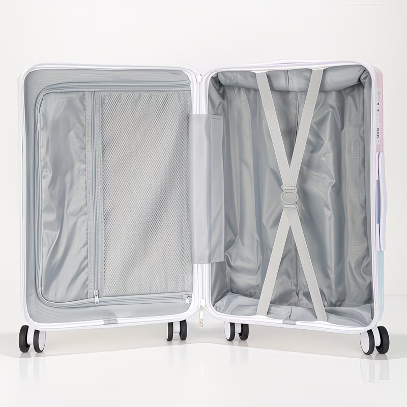 Christmas Gifts: Multi-functional Gradient Color Suitcase with High Quality Zipper, Cup Holder, USB Charging Port, Portable Hook, Telescopic Handle, Phone Holder. New 20-Inch Ultra-Light, Stylish, and Fresh-Looking Combination Lock Travel Suitcase