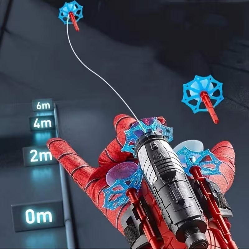 Funny Prank Toys,Spider Web Launcher Gloves - Creative Hero Toy for Youngsters, Perfect for Halloween & Christmas, Interactive Novelty Toy, Durable ABS Material, Red