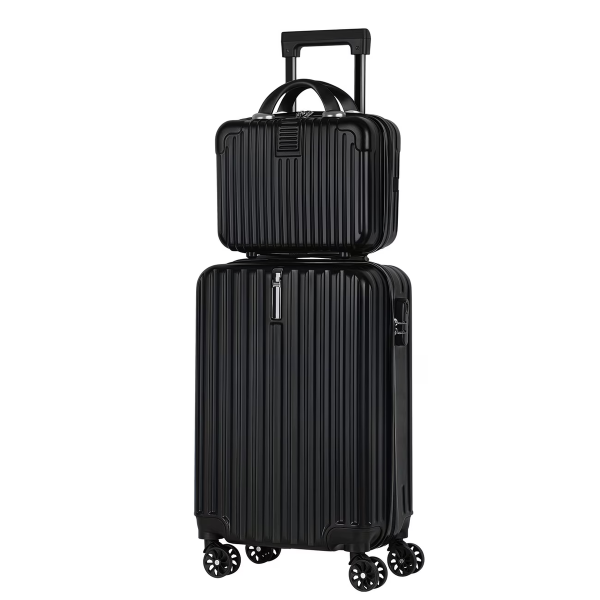 2pcs Luggage Set, 20-Inch Rolling Suitcase & 14-Inch Makeup Bag, Travel Carry-On Trolley Bag with Spinning Wheels & TSA Lock for Business & Leisure Flights. Available In Four Colors.