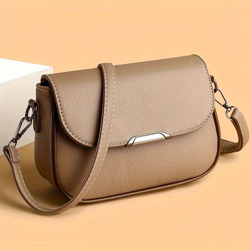 1pc Solid Color Hardware Decoration Flip-top Crossbody Bag, Single Shoulder Bag, Suitable for Women's Daily Use Crossbody Bag, Wallet