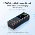 20000Mah 100W Ultra-Fast Charging High-Capacity Power Bank, Portable Charger & Iphone Charger Featuring LED Digital Display, Phone Additions Suitable for Laptops, Smartphones, Watches, Headphones, Perfect for Home, Office, And Outdoor Use