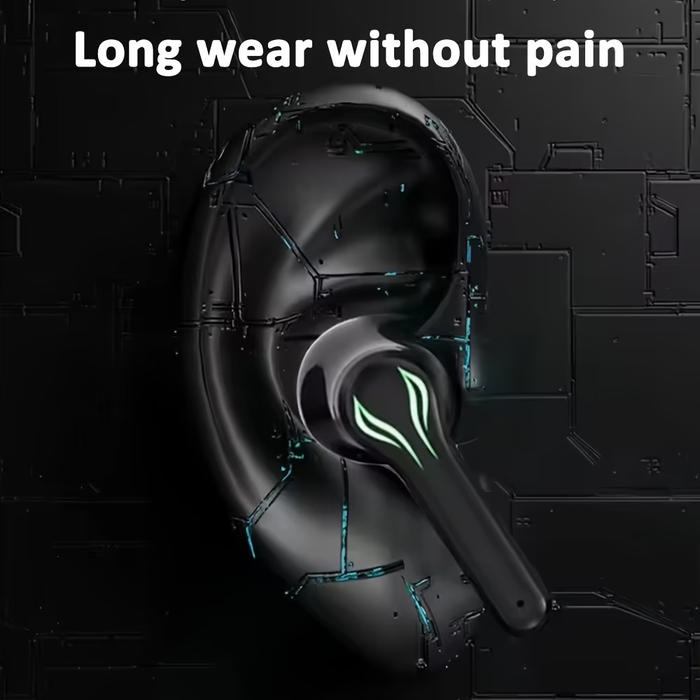 [Gaming Earbuds] 40H Wireless Bluetooth Gaming Earbuds | Blue Light Headset with 3D Surround Sound, Touch Control, Blue LED Eyes - Perfect for Streamers & Gamers