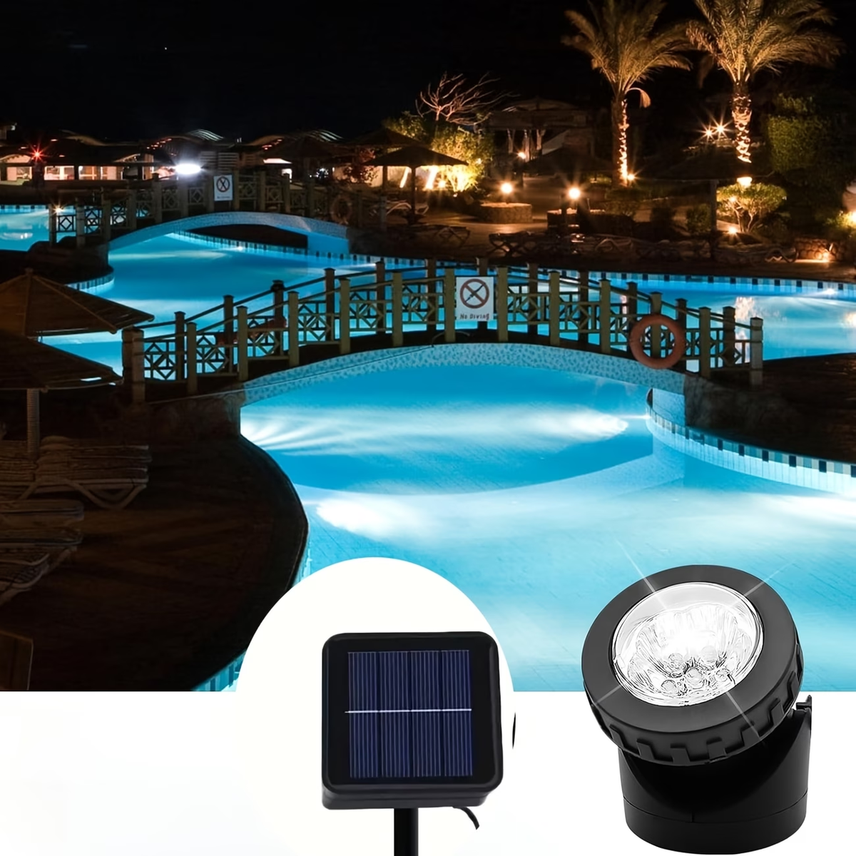 TURAOHU Solar Underwater Pond Light, IP65 Submersible Lamps Projector Light, 6LED Spotlight Fish Tank Light for Garden Pool Yard Landscape Outdoor Lighting(1pc/2pcs/3pcs)