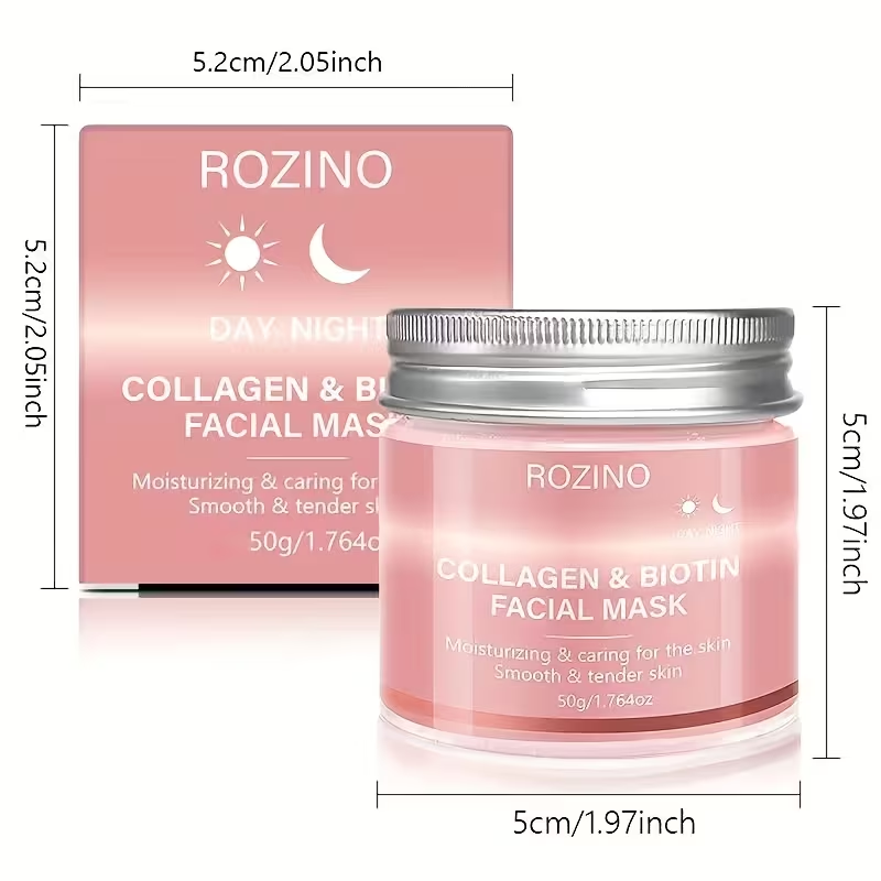 50g Biotin Collagen Day & Night Mask • Hydrates, Keeps Skin Moist and Plump • Firms Skin, Brightens Complexion, Smooths Skin • Makes Skin Look Younger • Suitable for Daily Use and Holiday Gifts • Giving Her a Beautiful Face