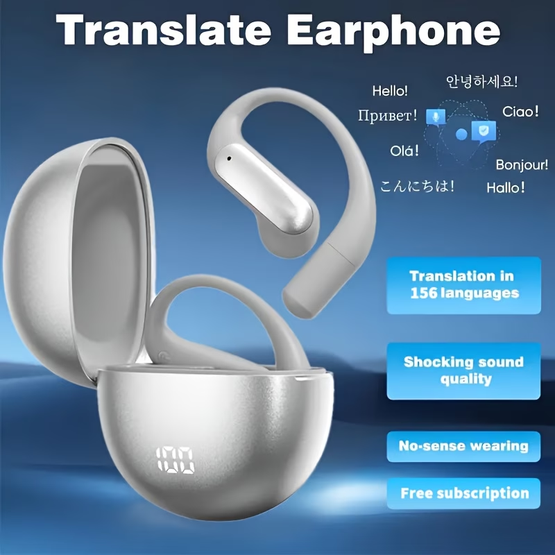 Real-Time Languages Smart AI Translation Earbuds - Translate In Real-Time, Providing Precise Simultaneous Interpretation to Eliminate Language Obstacles for Seamless Business Trips, Social Interactions, Education, Work, And Conferences