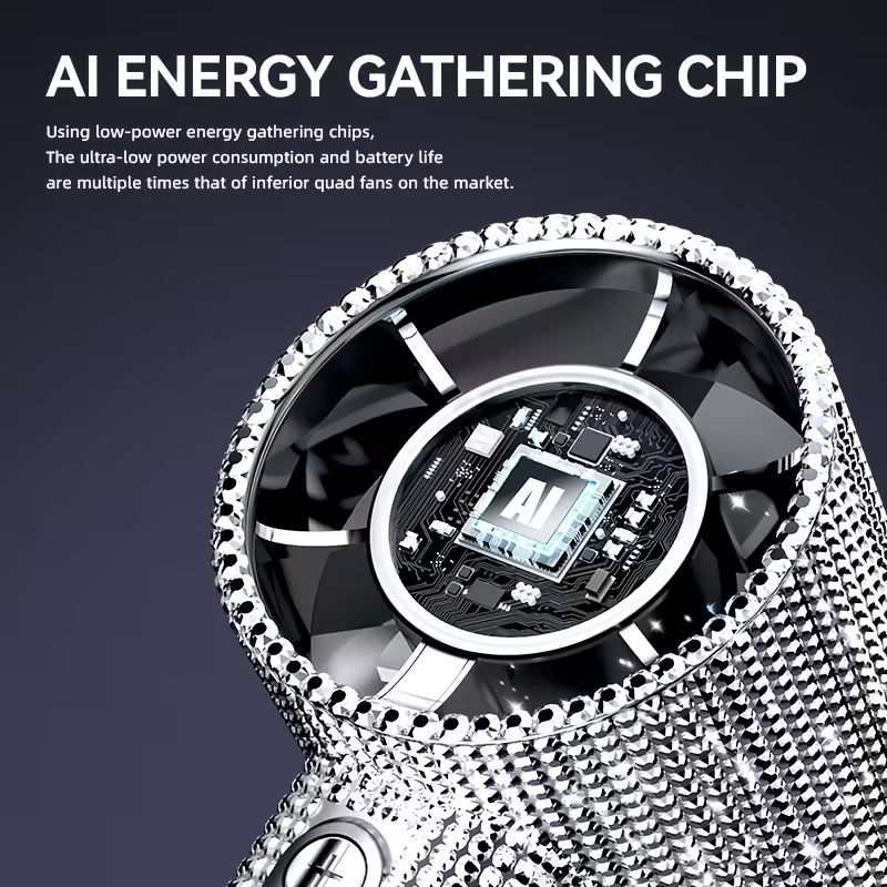 Handheld Mini Fan with Diamond Pattern - USB Rechargeable, Long-Lasting Battery, Elegant Design for Personal Use, Portable Fan, Stylish Accessory, Durable Construction