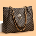 Women's Vintage Prescription-Style Shoulder Bag, Large Capacity Letter-Print Tote Bag, Daily Commute Handbag, Outing and Shopping Carryall Purse