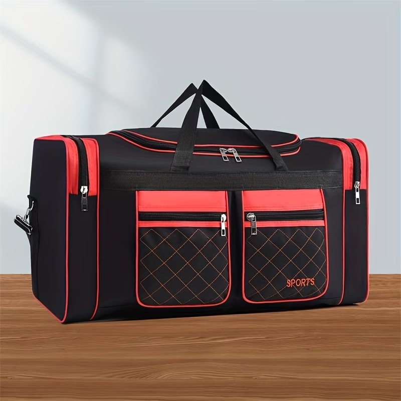 Large Capacity Travel Duffel Bag for Men & Women - Durable Oxford Fabric, Multiple Compartments, Adjustable Shoulder Strap, Ideal for Business Trips & Short Journeys, with "SPORTS" Print, Travel Bag