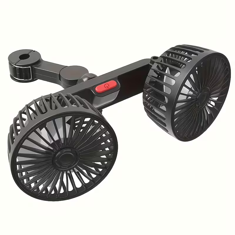 Car mounted RV silent fan, dual fan, car mounted fan, dual head rear ventilation fan, powerful wind power, 360 degree rotation, super large airflow, ultra quiet operation, easy to clip and install, suitable for cars and homes