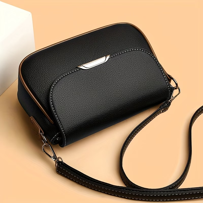 1pc Solid Color Hardware Decoration Flip-top Crossbody Bag, Single Shoulder Bag, Suitable for Women's Daily Use Crossbody Bag, Wallet