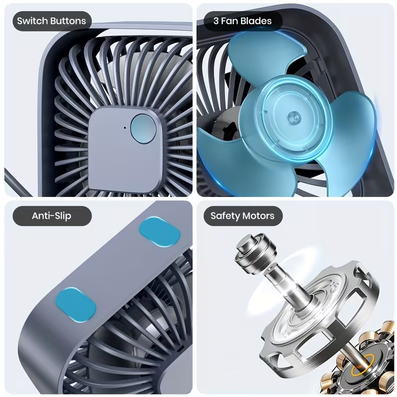 Stay Cool & Comfortable Anywhere: Portable USB Desk Fan with 3 Speeds & 360° Silent Operation
