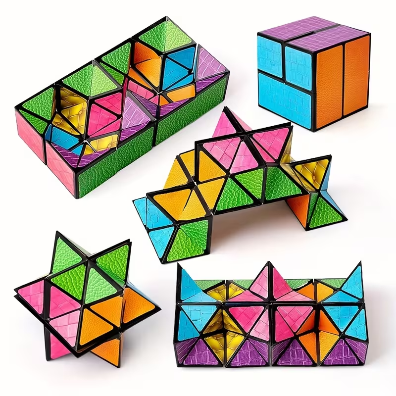 2pcs Infinity Magic Cube - 3D Hexagon Puzzle for Youngsters, Space Geometry Flip Toy, Brain Boost & Relax, Mixed Colors, ABS Material
