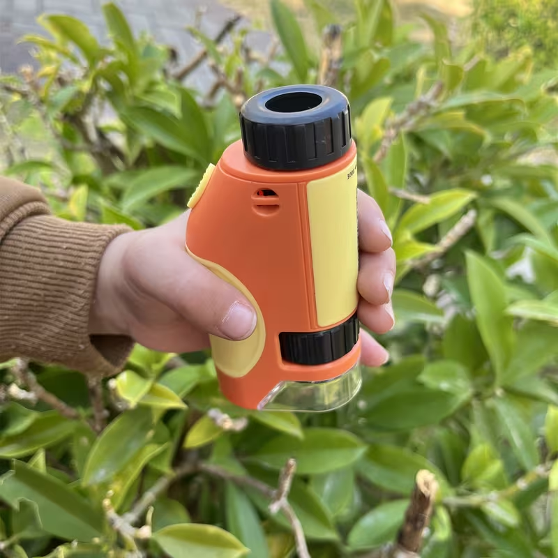 Portable Handheld Microscope Toy, with LED Light 50X-300X, Outdoor Indoor Nature Exploration Science Educational Toy, Holiday Gift