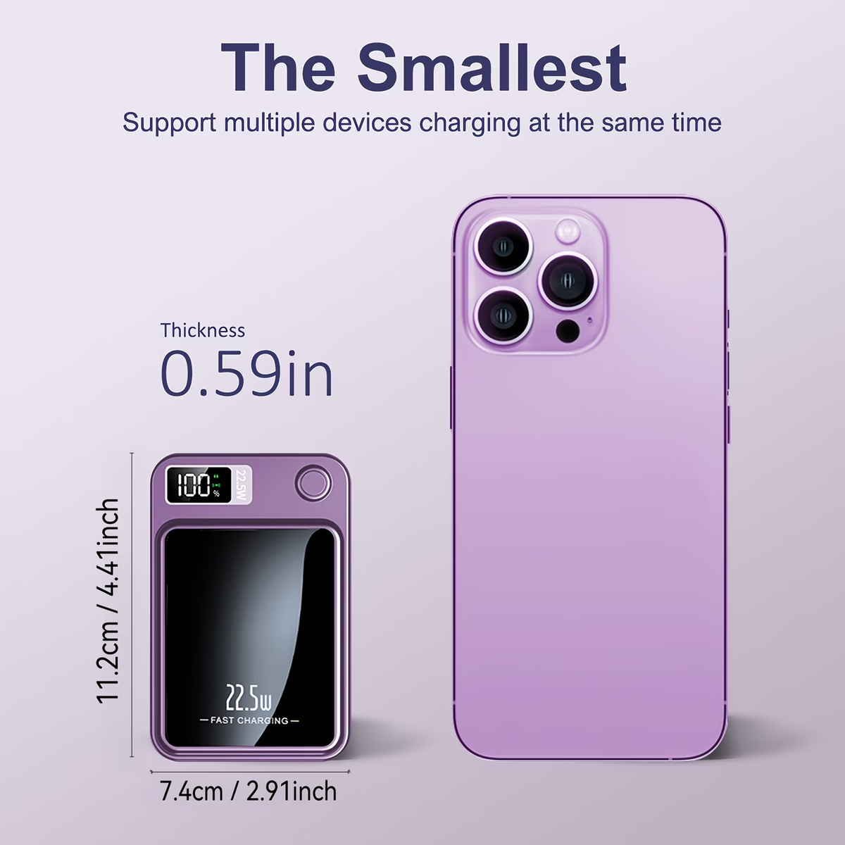Sunthon Magnetic Wireless Charging Power Bank, 10000/5000mAh Portable Wireless Charger, 22.5W/PD20W Fast Charging Battery Pack, with LED Power Display, 2 Outputs And Dual Input External Battery Pack for iPhone 17/16/15/14/13/12 And Android Universal