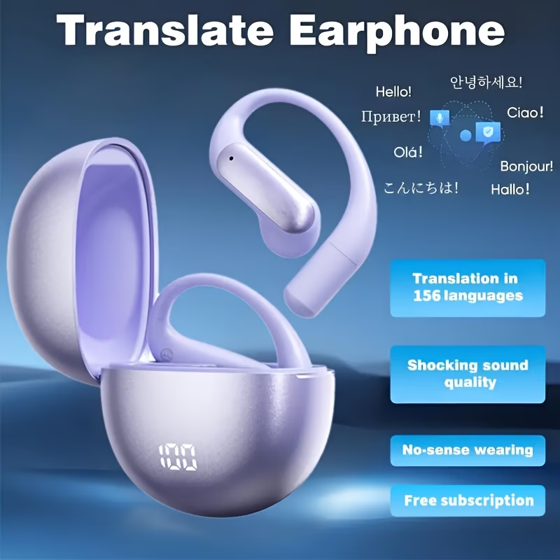 Real-Time Languages Smart AI Translation Earbuds - Translate In Real-Time, Providing Precise Simultaneous Interpretation to Eliminate Language Obstacles for Seamless Business Trips, Social Interactions, Education, Work, And Conferences