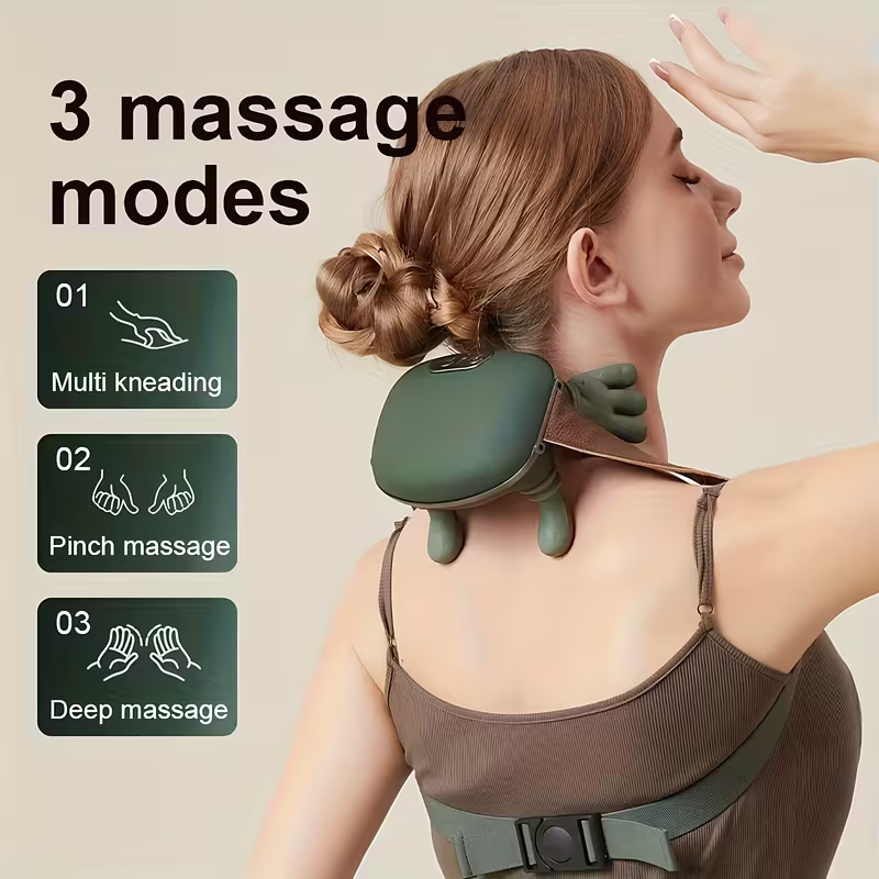 Bionic Neck Shoulder Massager Heated Back Massagers Electric Kneading Muscles Massage Pillow Neck Waist Leg Body 3Level Modes