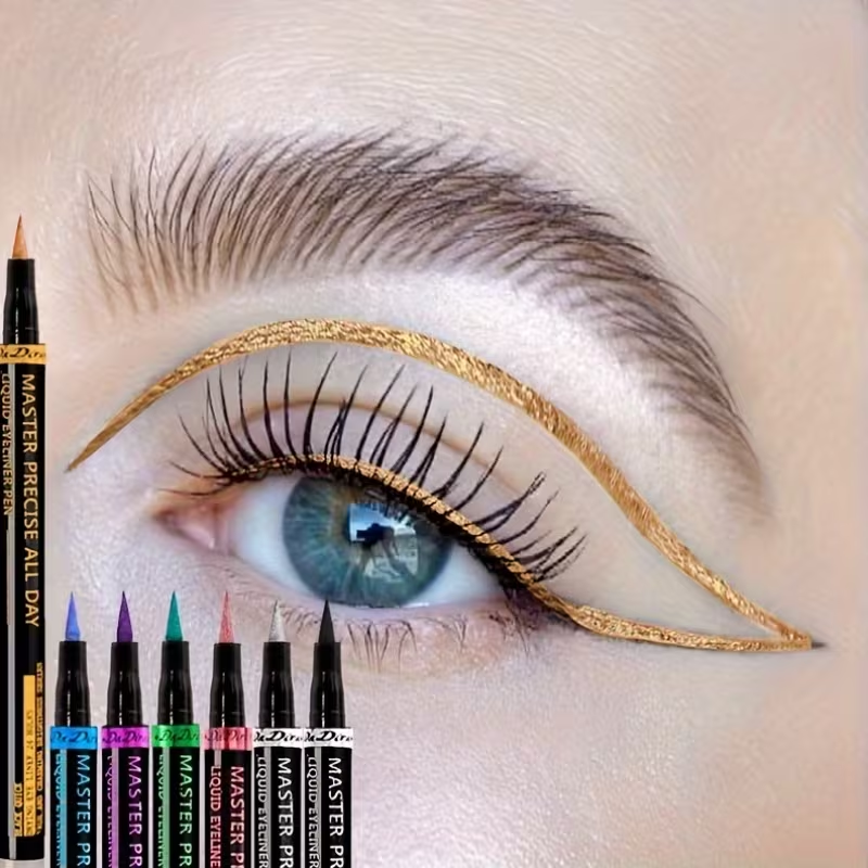 Dual-Headed Design Liquid Eyeliner And Eyeshadow Pencil, 7-Color, Long-Lasting & Non-Smudge, Fashionable Makeup for Spring And Summer