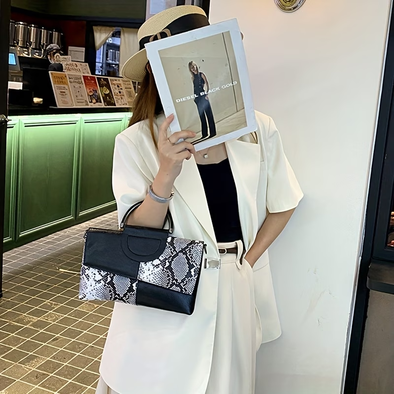 PU Synthetic Faux Leather Women'S Shoulder Crossbody Bag Fashion Alligator Pattern Flap Handbag