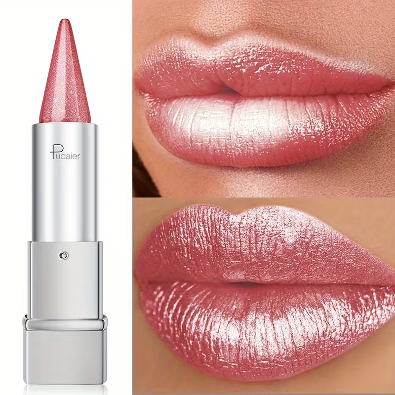 Pudaier Pearlescent, Sparkle, Lipstick for Women, Lightness, Waterproof Long-Lasting Lipstick, 24-Hour Wear, Colorfast, Spring And Summer Elegant Fashion Cosmetics, Portable Travel Makeup