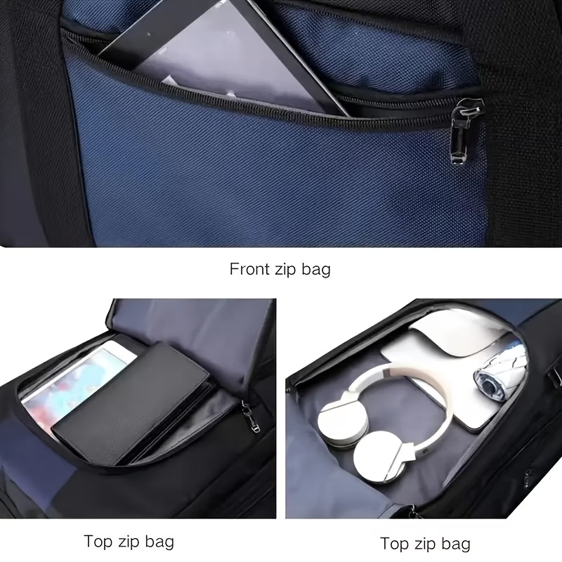 Large Capacity Expandable Travel Bag, Can Be Carried as a Backpack, Pulled on Wheels, or Handheld, Dual-Use as a Shoulder Bag or Backpack