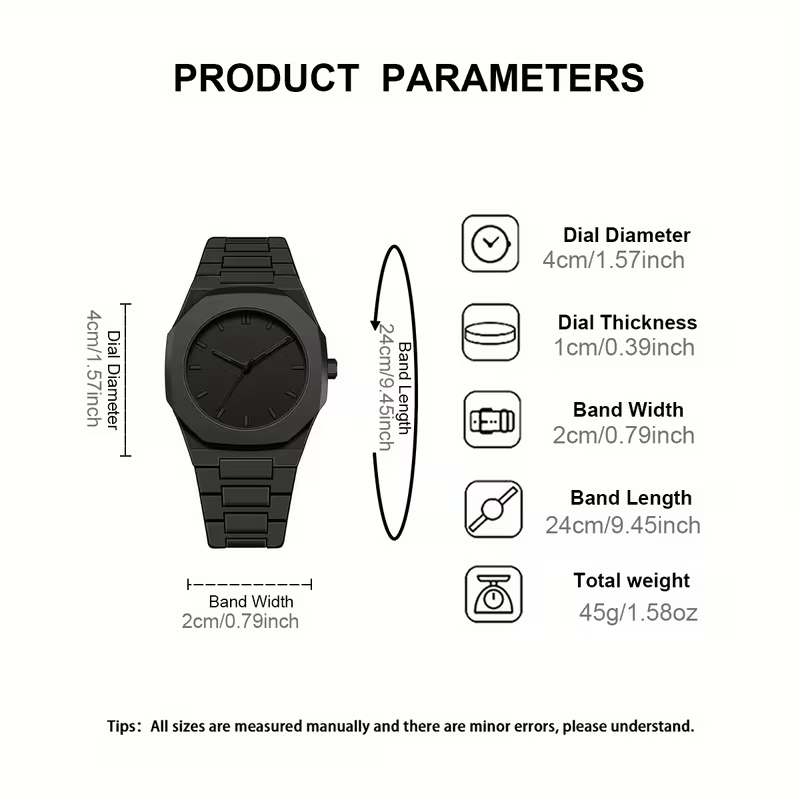 1pc Men's Women's Watch - Minimalist Modern Black Quartz Watch with Adjustable Strap, Everyday Casual & Formal Wear, Perfect Gift for Birthdays, Graduation, Couples - Affordable Luxury Watch for Him/Her, Back to, Creative Design