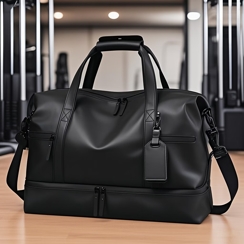 Travel Bag for Fitness, Made of PU, Foldable Sports Luggage with a Compartment for Shoes And a Wet Pocket, Ideal for Workouts, Weekend Sports, Lightweight Handbag for Everyday Use, Carry-On Luggage