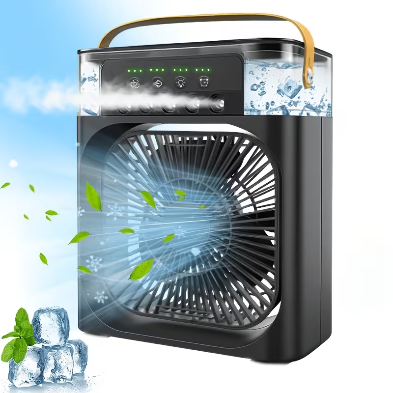 Portable Air Conditioner Five Hole Portable Fan Cooling Spray Fan Five Hole Humidification, Three Speed Adjustable, Fast Cooling, 20.29oz Large Capacity Water Tank, Five Nozzles, Adjustable Fog Volume, Three in One Blowing/cooling