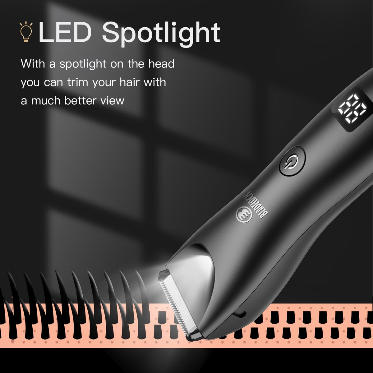 Ball Trimmer for Men - IPX7 Waterproof Body Hair Trimmer, Ceramic Blade, LCD Battery Display, Replaceable Blade Head, Electric Groin & Pubic Shaver