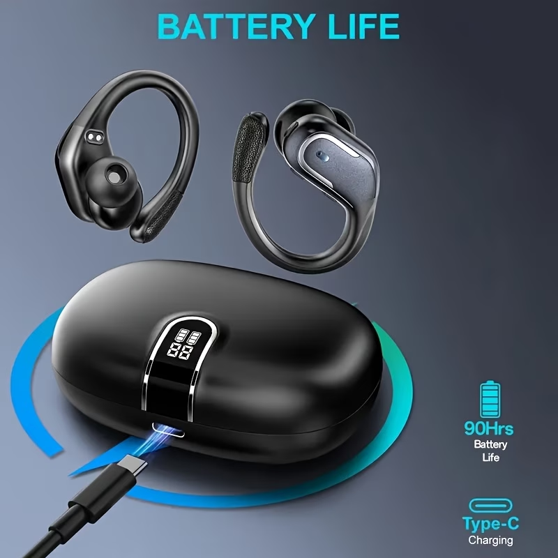 [New Over Ear Headphones] Wireless Earbuds with Pure Bass Sound | Noise Cancelling Headset, Dual-LED Display, Built-in Microphone | for Running Sports
