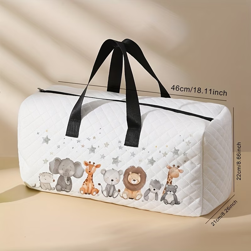 Chic Cartoon Animal Print Travel Duffle Bag - Spacious & Lightweight with Shoe Compartment, Perfect for Overnight Trips, Yoga & Fitness