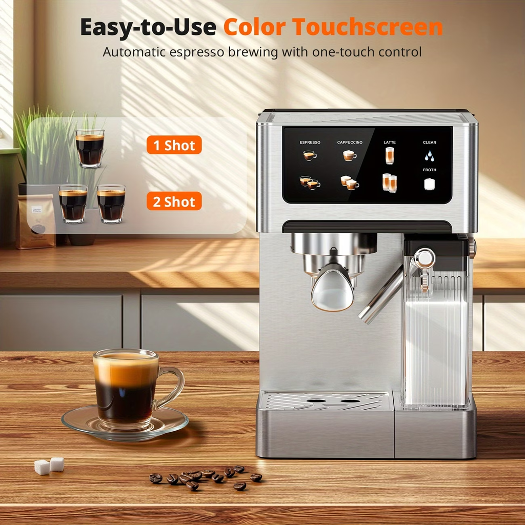 20-Bar Dual Boiler Espresso And Cappuccino Machine - 3-in-1 Latte Coffee Maker With Automatic Milk Frother And LED Touch Control