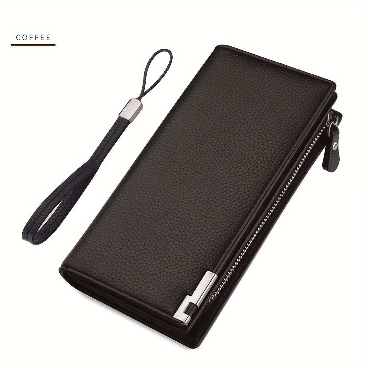 1pc Men's Wallet, Long Large Capacity Casual Trendy Mobile Phone Card Bag, Driver's License Zipper Faux Leather Bag,  Open-mouth
