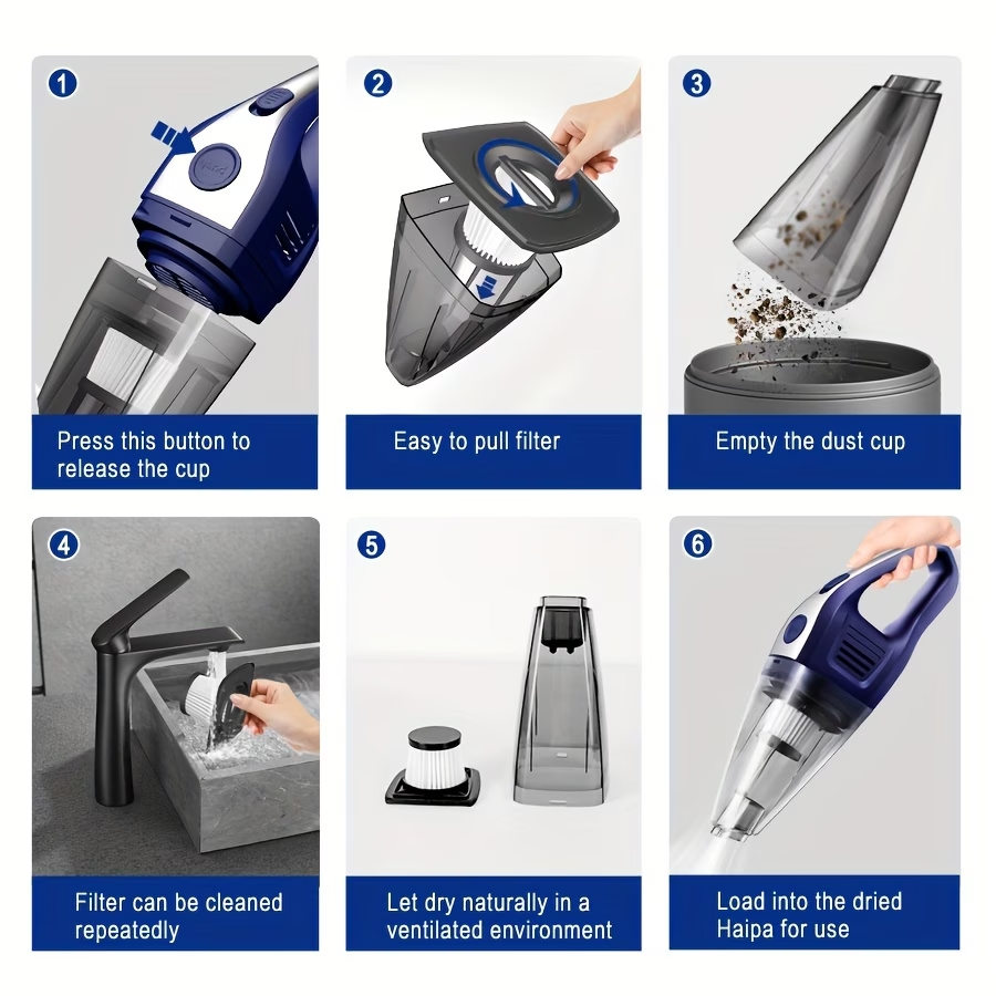 Car Vacuum Cleaner 5000pa Strong Suction, Powerful Handheld Wireless Vacuum Cleaner, USB Charging Long Working, Car Accessories For Men Women, Suitable For Cars, Homes, Offices, Pet Hair Cleaning