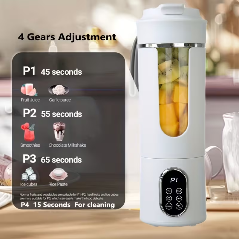Hilton Portable Juicer Blender, Heavy-Duty Mini Juice Maker with 12 Blades & 21000 RPM, Auto-Clean Function, Ice Crusher for Smoothies Milkshakes Fruits Vegetables, Compact for Travel, 530ml
