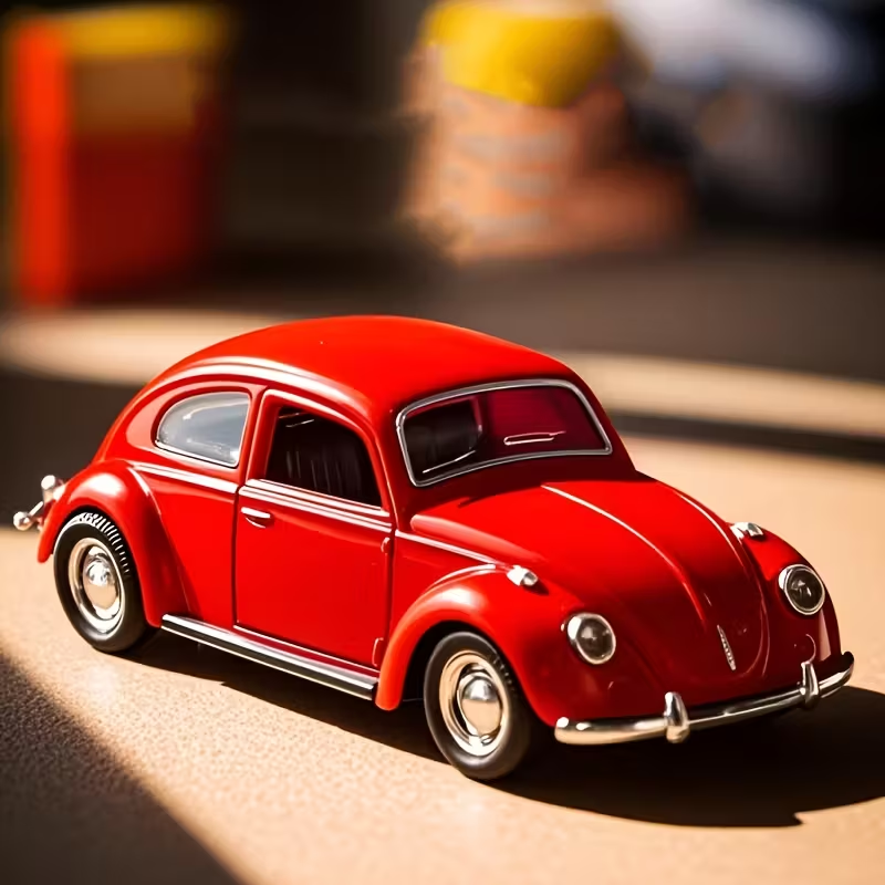 1:38 Scale Die-Cast Metal Car Model - Classic Retro Red, Openable Doors & Windows, Collectible Toy Car with Visible Interior, Perfect, Birthday