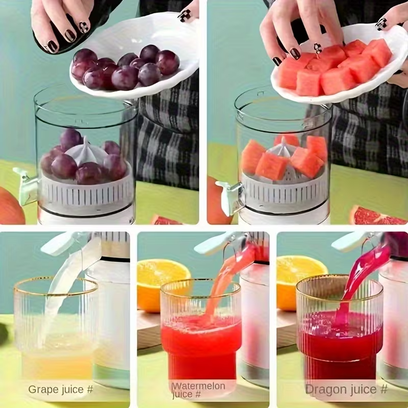 Portable Rechargeable Juicer, Efficiently Separates Pulp And Delivers High Juice Output, Lithium Battery-Powered, Suitable for Various Settings Such As Homes, for Fruits Like Oranges Lemons Watermelons And Grapes