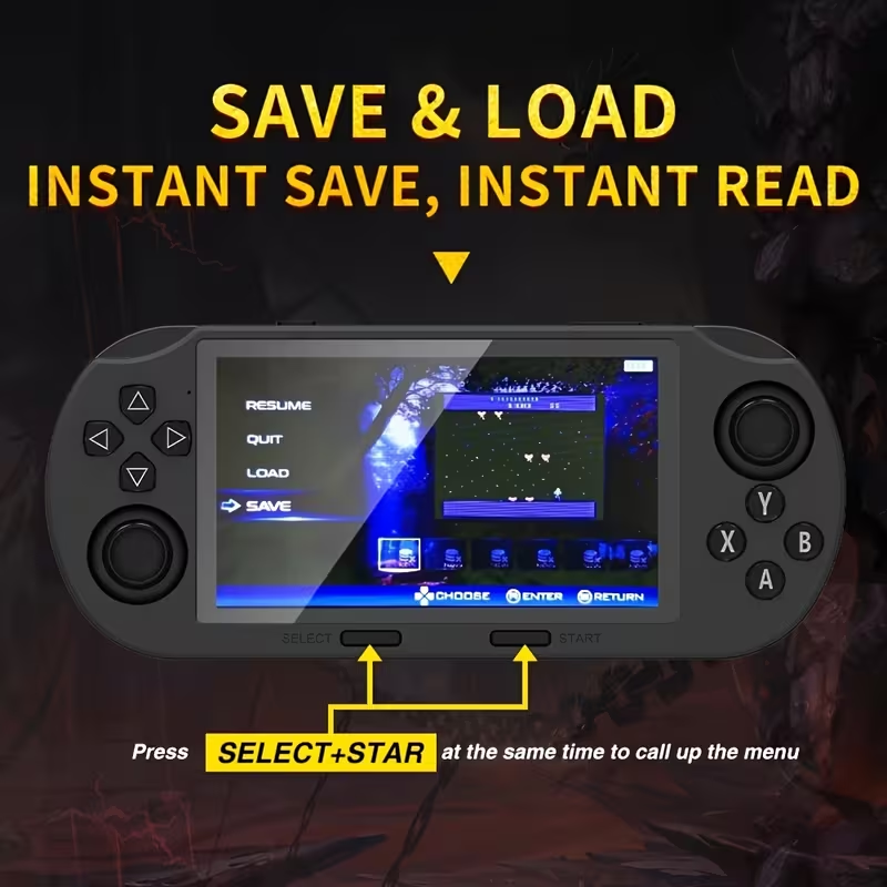 Portable Retro Gaming - and Multimedia Entertainment Device - 4.5-inch IPS HD Screen | Crystal Buttons with Built-in Stand - Supports Video Playback, OTG, Emergency Phone Charging, USB Charging
