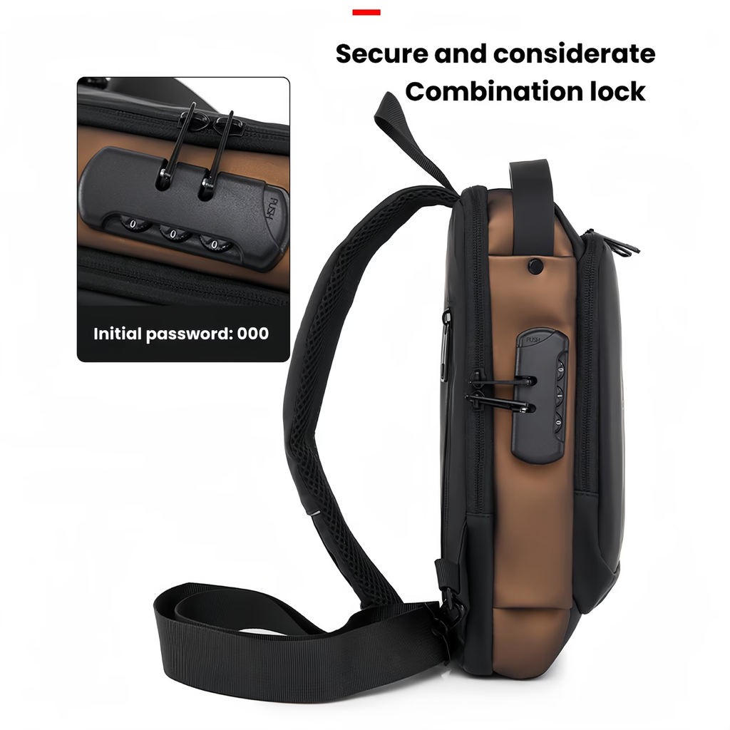 A Multi-functional Combination Lock Chest Bag, Outdoor Casual Crossbody Bag, Unisex Simple Single-shoulder Bag